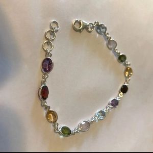 Bracelet Rainbow Semi Precious Gems 925